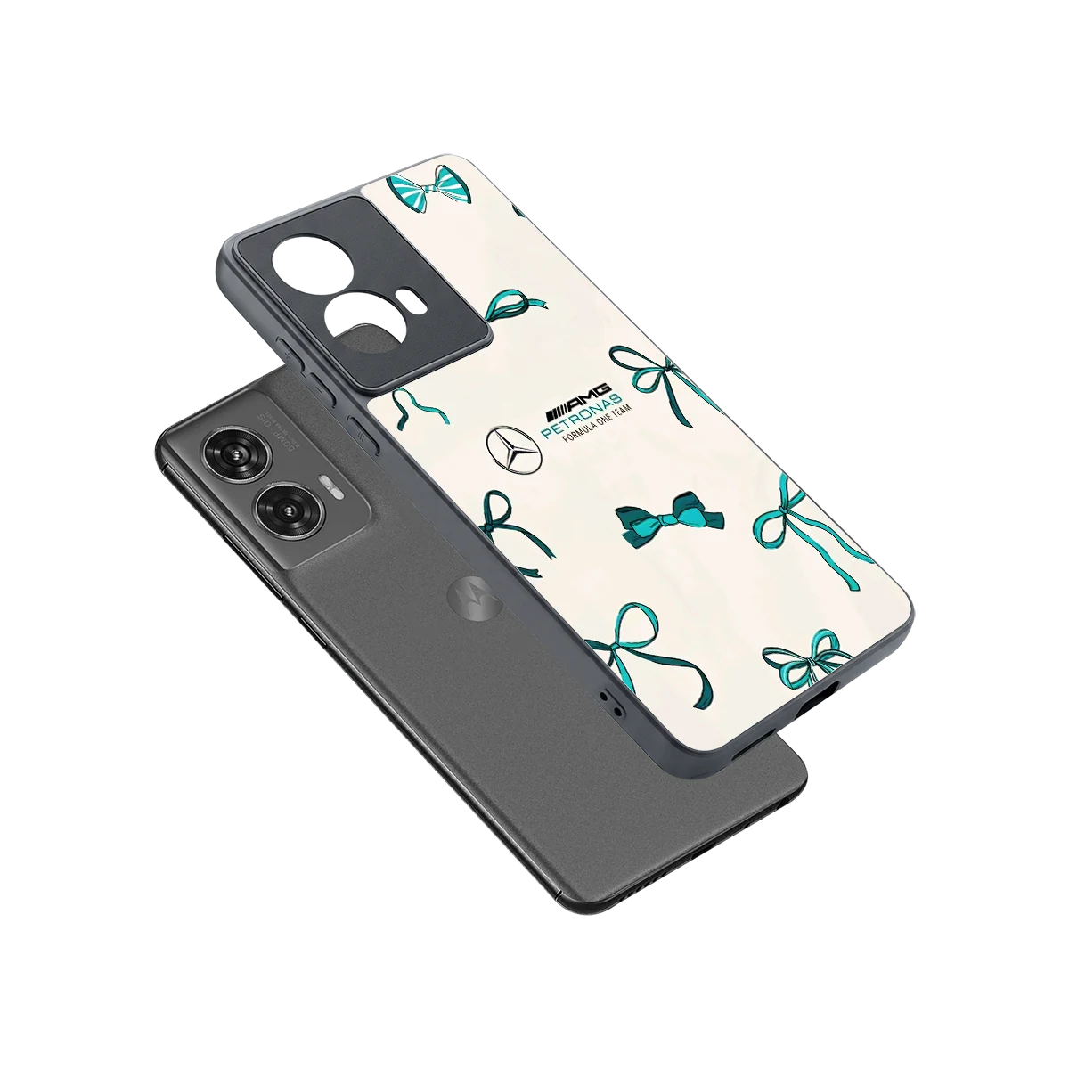 AMG X Bows sleek motorola edge 50 fusion cover with tempered glass back and TPU edges