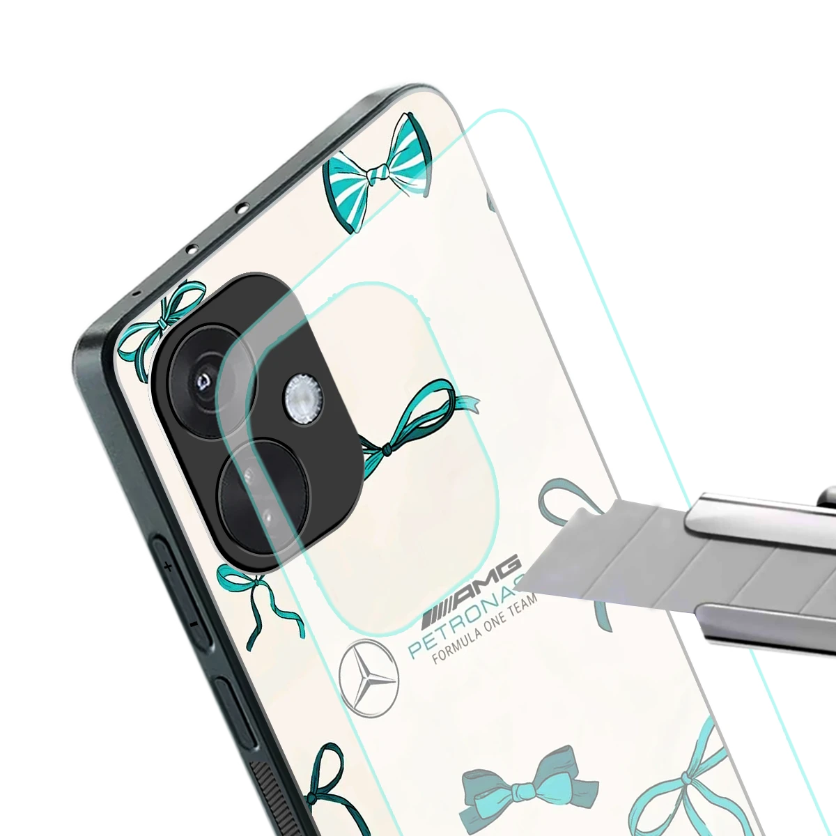 AMG X Bows stylish phone case for oneplus nord ce 3 | glossy glass and slim fit