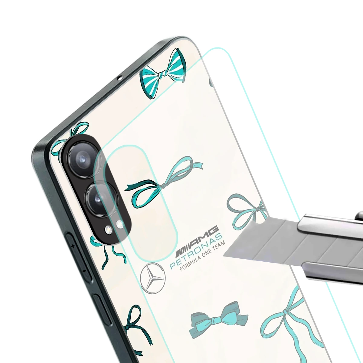 AMG X Bows stylish phone case for oneplus nord ce 4 lite | glossy glass and slim fit