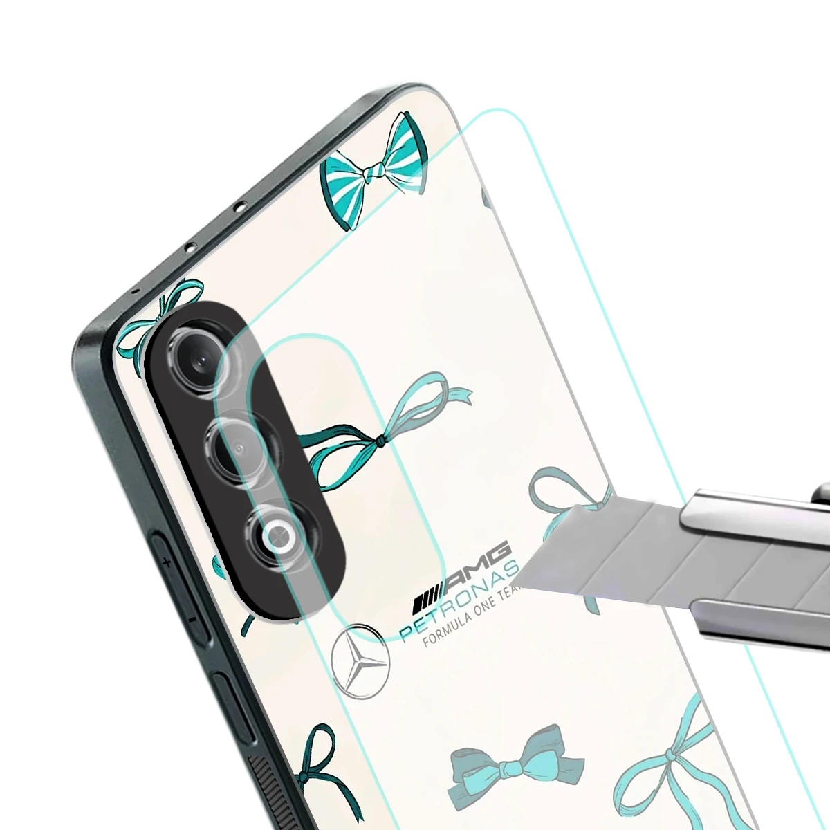 AMG X Bows stylish phone case for oneplus nord ce 4 | glossy glass and slim fit