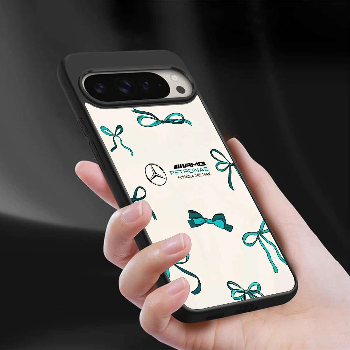 AMG X Bows sleek google pixel 9 pro cover with tempered glass back and TPU edges