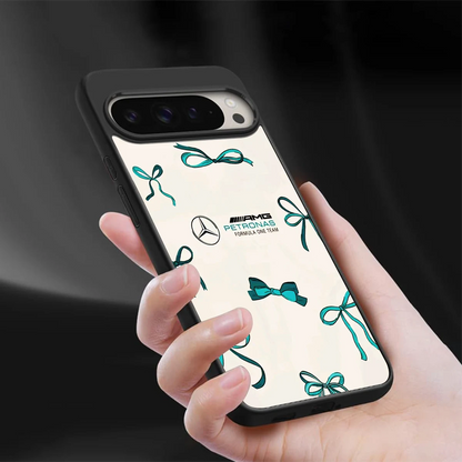 AMG X Bows sleek google pixel 9 pro cover with tempered glass back and TPU edges