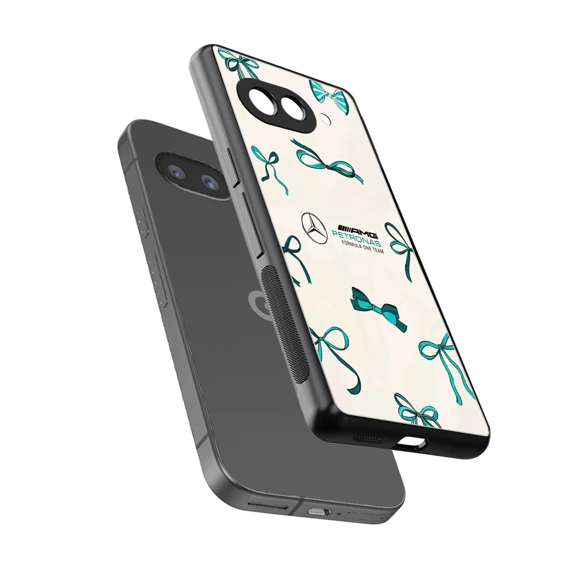 AMG X Bows sleek google pixel 9a cover with tempered glass back and TPU edges