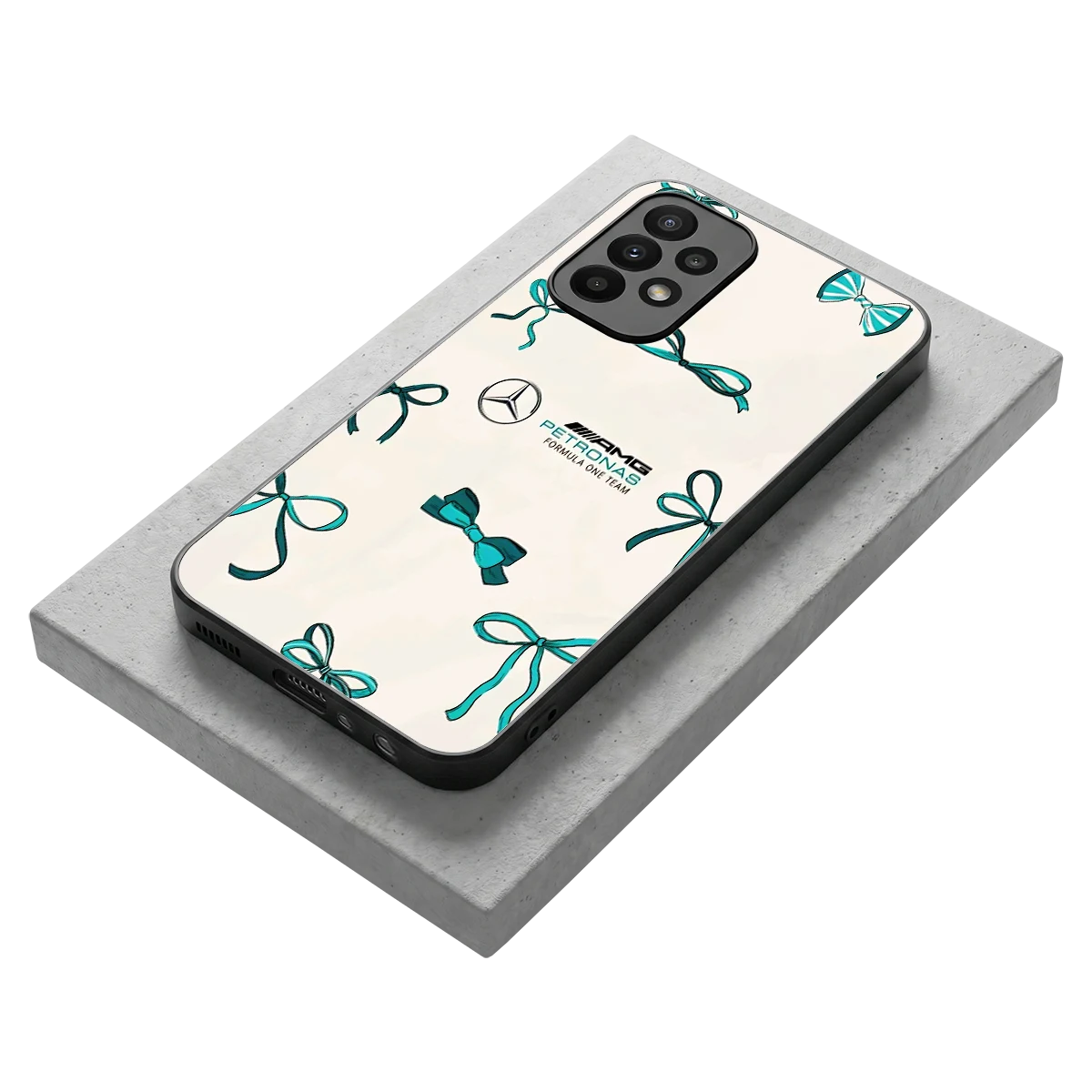 AMG X Bows stylish phone case for samsung galaxy a23 | glossy glass and slim fit