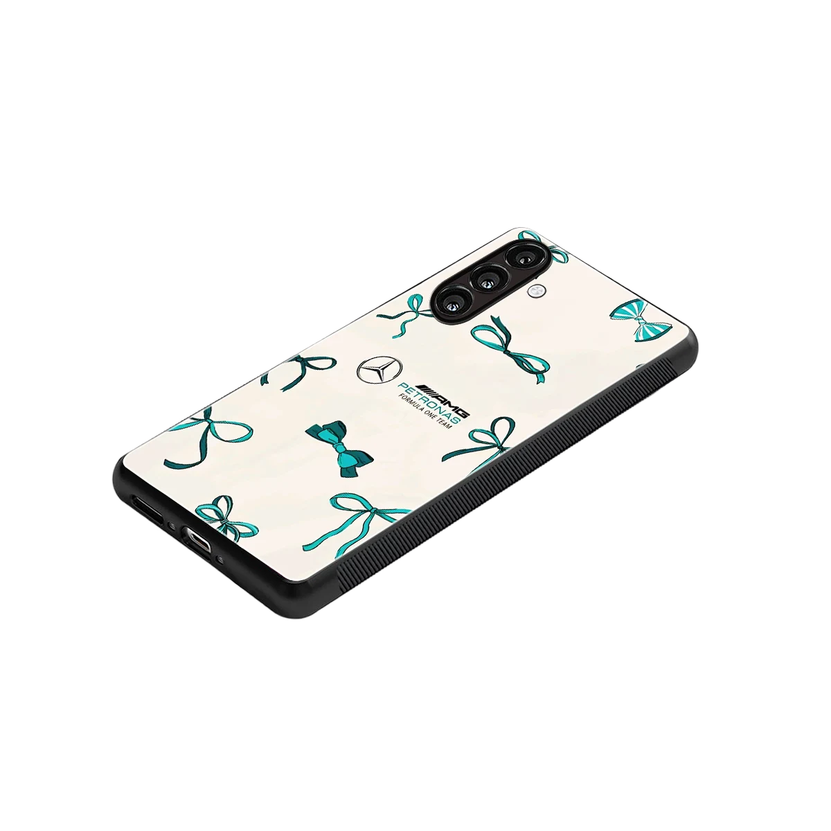 AMG X Bows stylish phone case for samsung galaxy a55 5g | glossy glass and slim fit