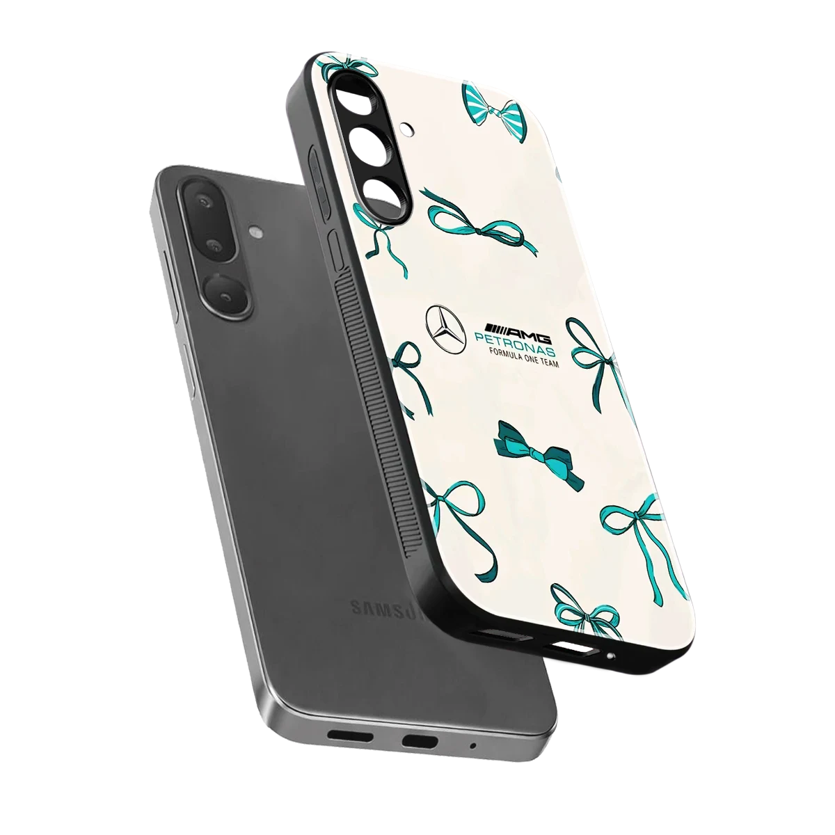AMG X Bows sleek samsung galaxy m56 5g cover with tempered glass back and TPU edges