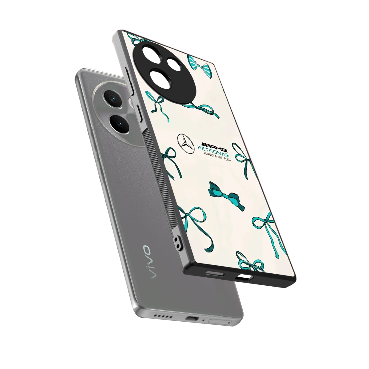 AMG X Bows sleek vivo v30e cover with tempered glass back and TPU edges