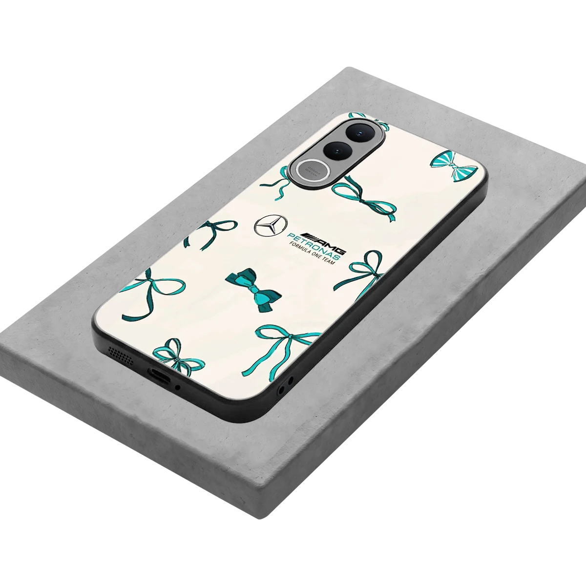 AMG X Bows stylish phone case for vivo v70 fe | glossy glass and slim fit