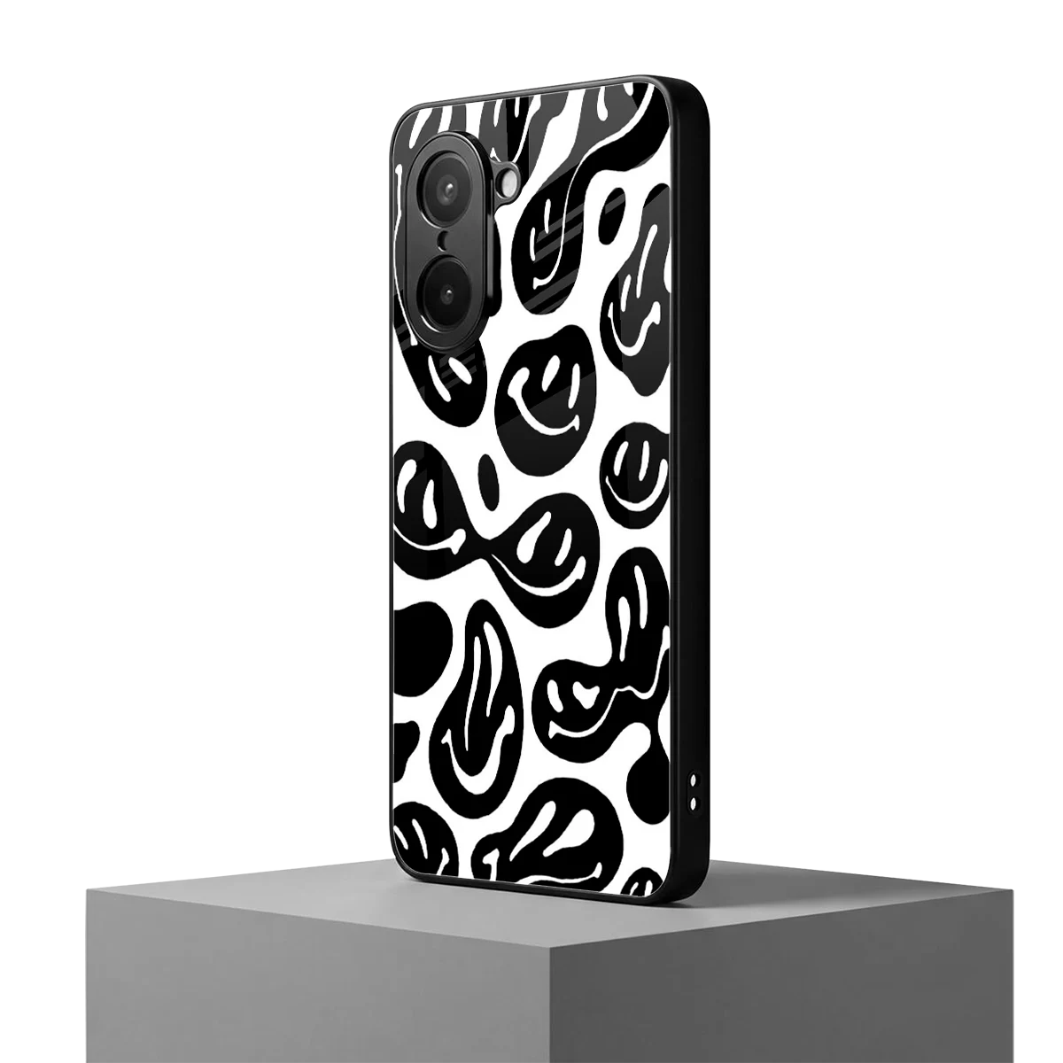 Acid Smiles BW oneplus nord ce5 5g mobile cover | shockproof glass phone case