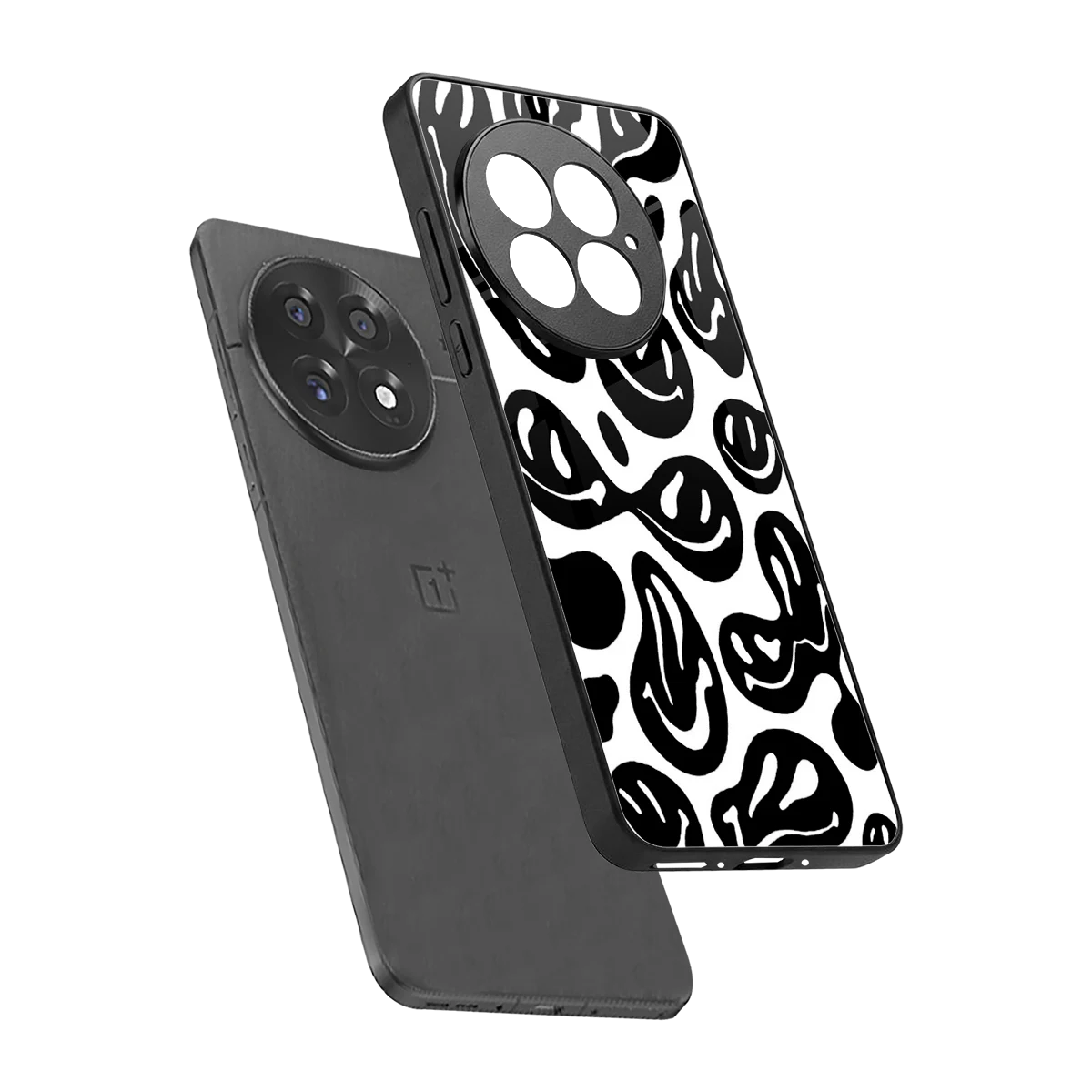 Acid Smiles BW sleek oneplus 13 cover with tempered glass back and TPU edges