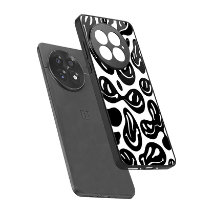 Acid Smiles BW sleek oneplus 13 cover with tempered glass back and TPU edges