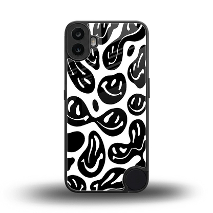 Acid Smiles BW back phone cover | glass case for cmf nothing phone 1