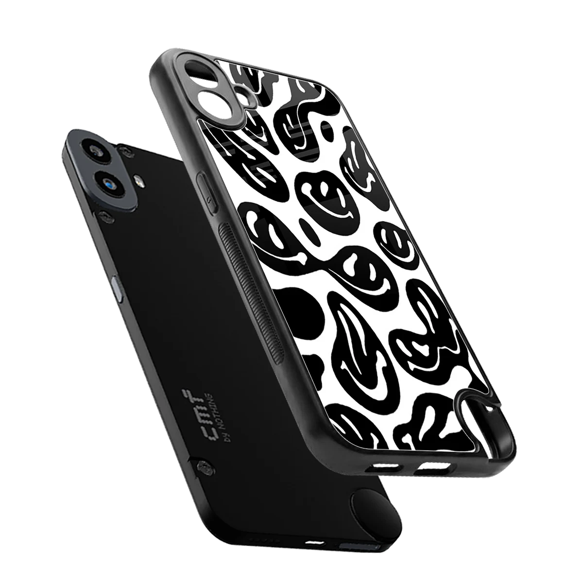 Acid Smiles BW sleek cmf nothing phone 1 cover with tempered glass back and TPU edges