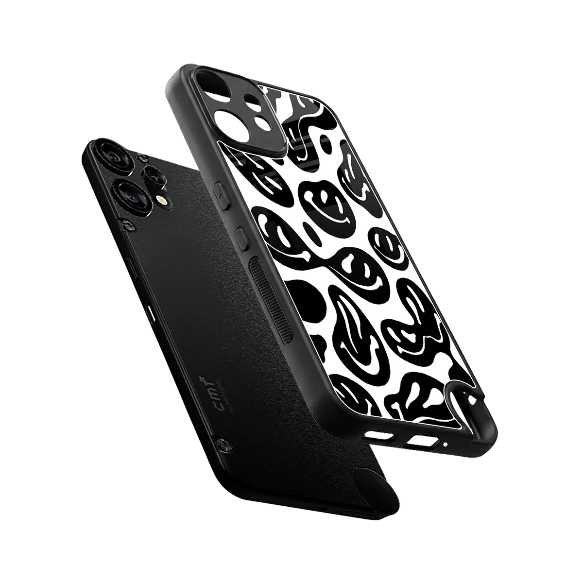 Acid Smiles BW sleek cmf nothing phone 2 pro cover with tempered glass back and TPU edges