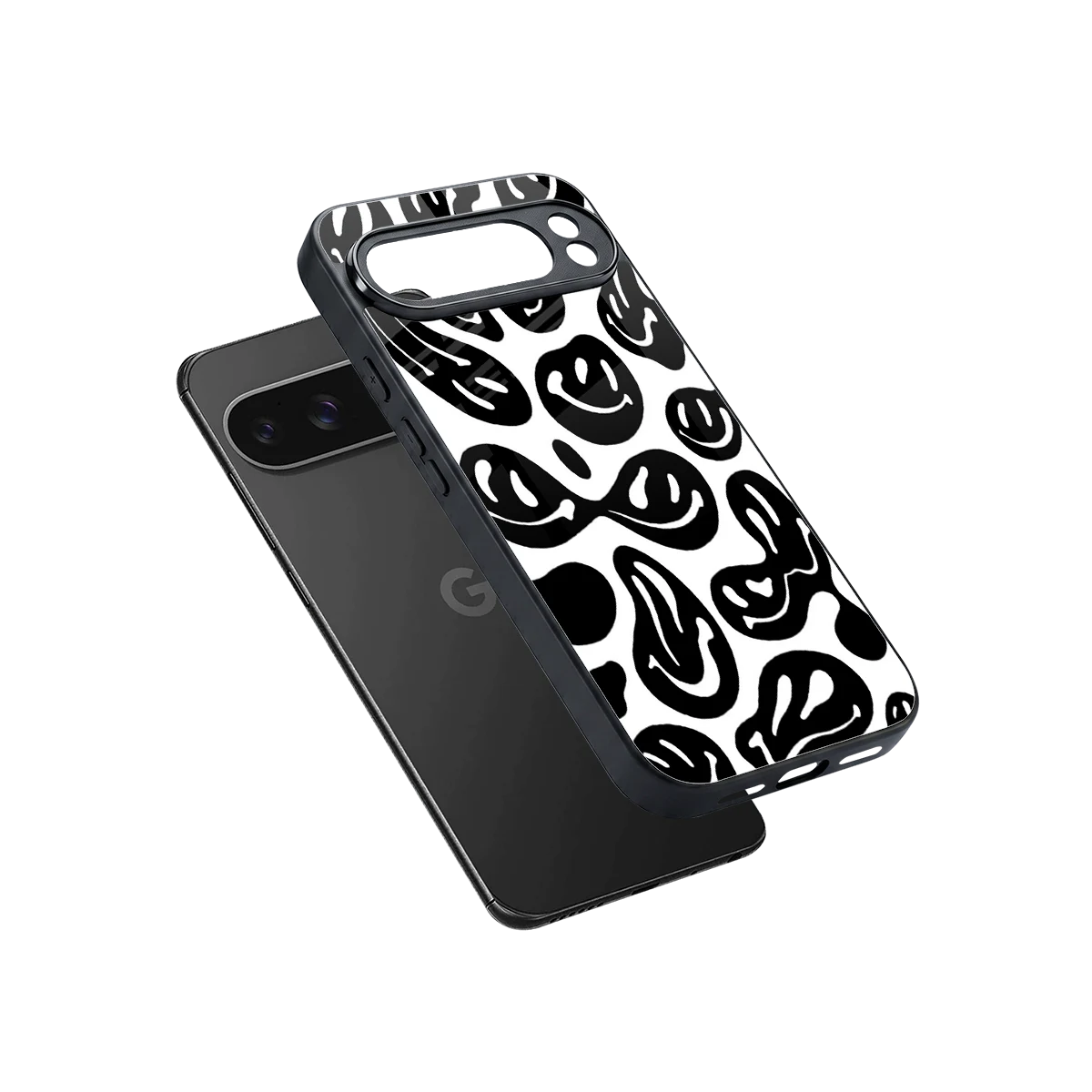 Acid Smiles BW sleek google pixel 10 pro xl cover with tempered glass back and TPU edges