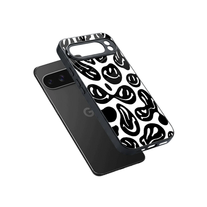 Acid Smiles BW sleek google pixel 10 pro xl cover with tempered glass back and TPU edges