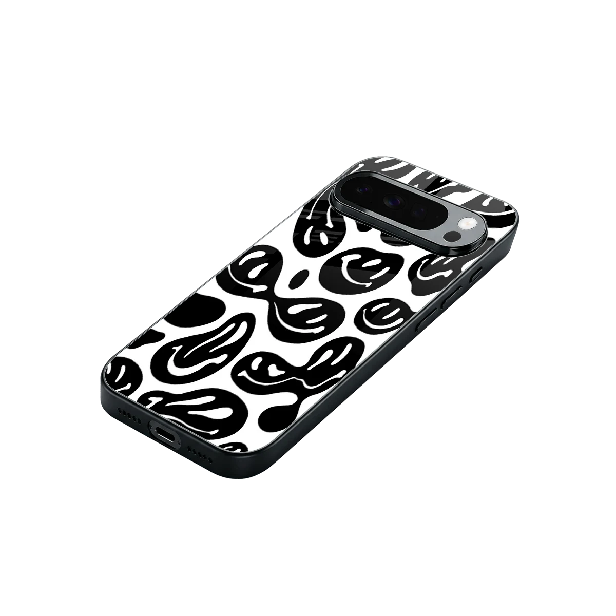 Acid Smiles BW stylish phone case for google pixel 10 pro xl | glossy glass and slim fit