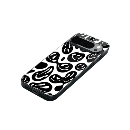 Acid Smiles BW stylish phone case for google pixel 10 pro xl | glossy glass and slim fit