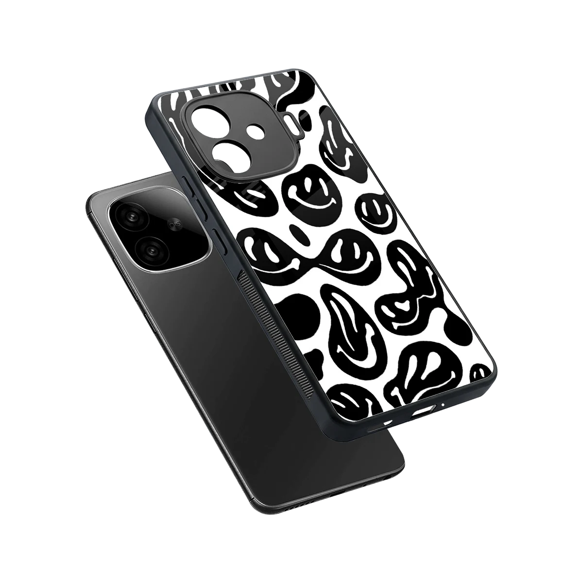 Acid Smiles BW sleek iqoo neo 10r 5g cover with tempered glass back and TPU edges