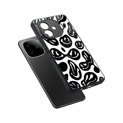 Acid Smiles BW sleek iqoo neo 10r 5g cover with tempered glass back and TPU edges