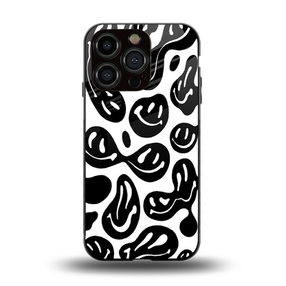 Acid Smiles BW back phone cover | glass case for iphone 13 pro