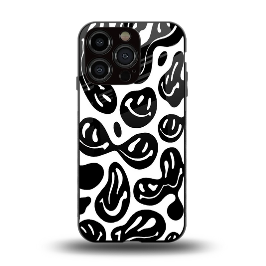 Acid Smiles BW back phone cover | glass case for iphone 13 pro