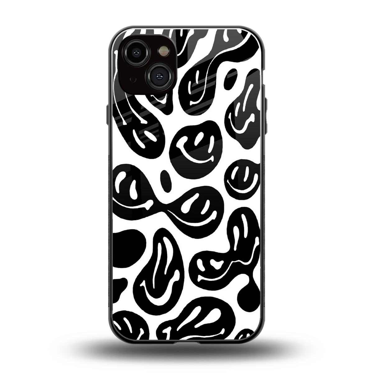 Acid Smiles BW back phone cover | glass case for iphone 14 plus