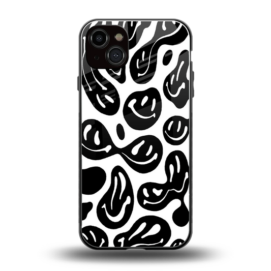 Acid Smiles BW back phone cover | glass case for iphone 14 plus