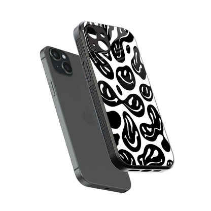 Acid Smiles BW sleek iphone 14 plus cover with tempered glass back and TPU edges