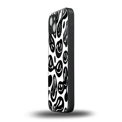 Acid Smiles BW iphone 14 plus mobile cover | shockproof glass phone case