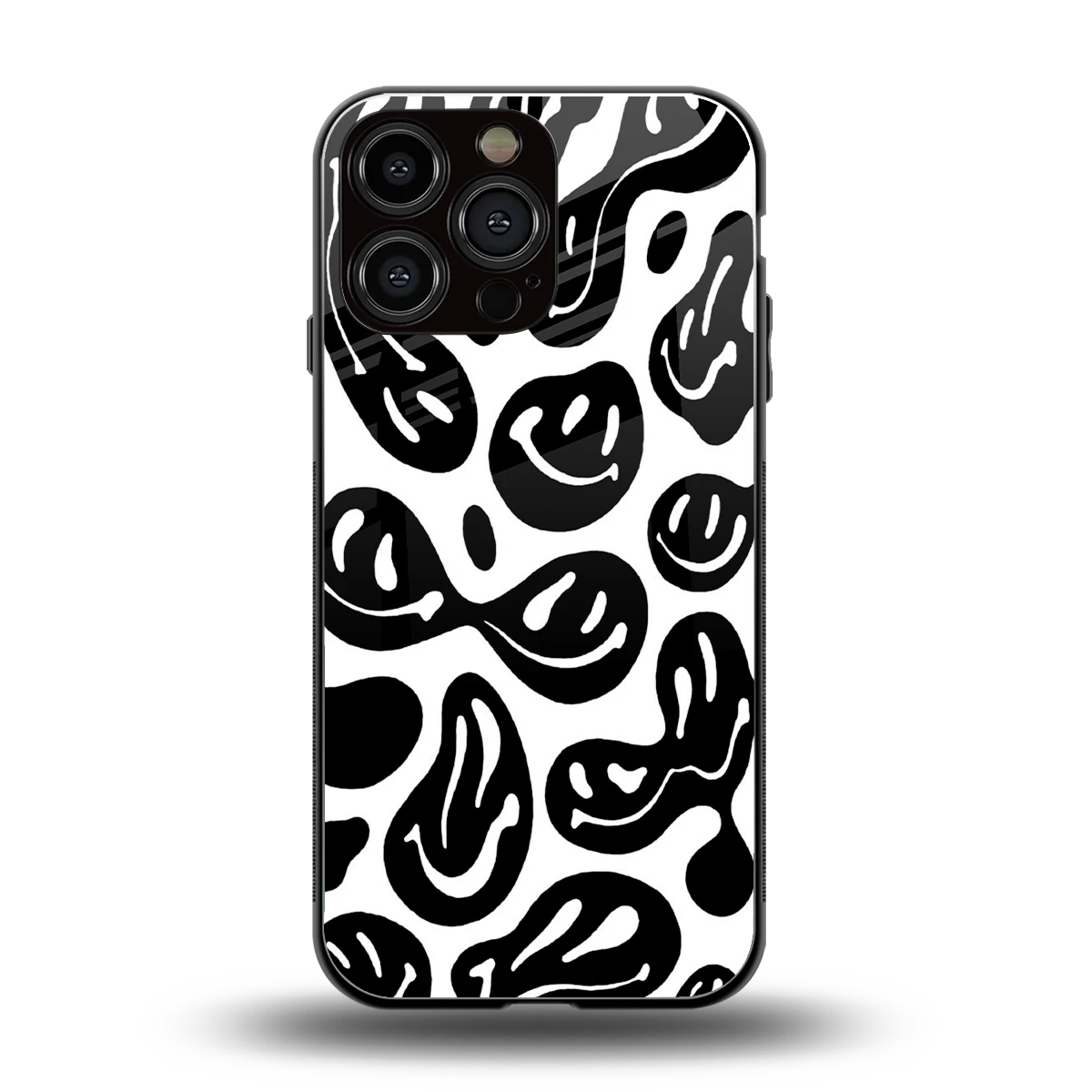 Acid Smiles BW back phone cover | glass case for iphone 15 pro max