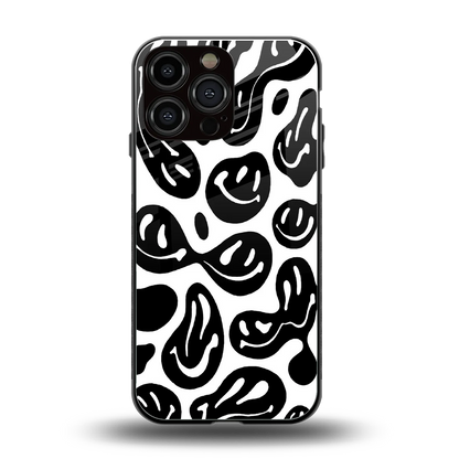 Acid Smiles BW back phone cover | glass case for iphone 15 pro max