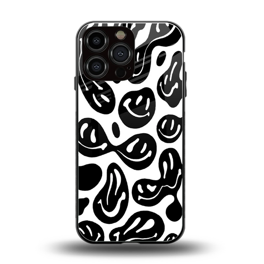 Acid Smiles BW back phone cover | glass case for iphone 15 pro max