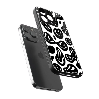 Acid Smiles BW sleek iphone 15 pro max cover with tempered glass back and TPU edges
