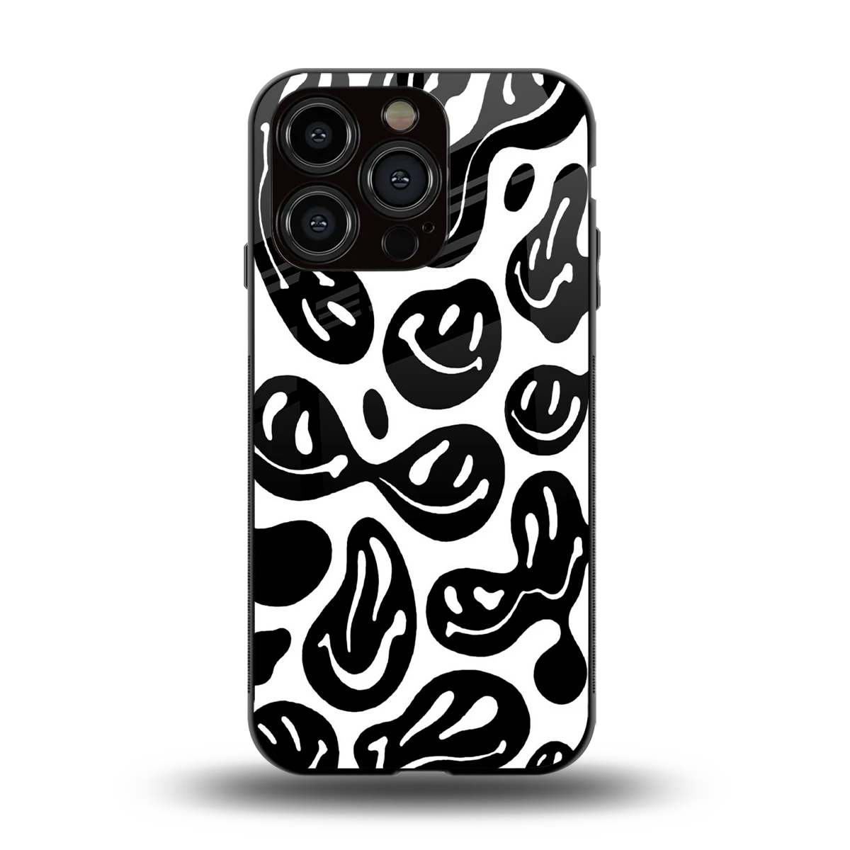 Acid Smiles BW back phone cover | glass case for iphone 15 pro