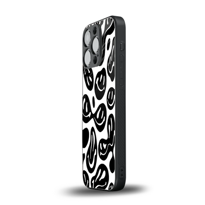 Acid Smiles BW iphone 15 pro mobile cover | shockproof glass phone case