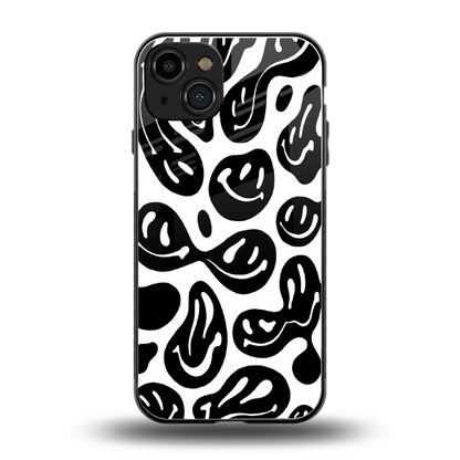 Acid Smiles BW back phone cover | glass case for iphone 15