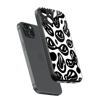 Acid Smiles BW sleek iphone 15 cover with tempered glass back and TPU edges