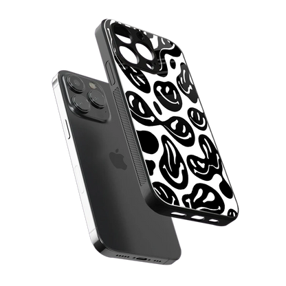 Acid Smiles BW sleek iphone 15 pro cover with tempered glass back and TPU edges