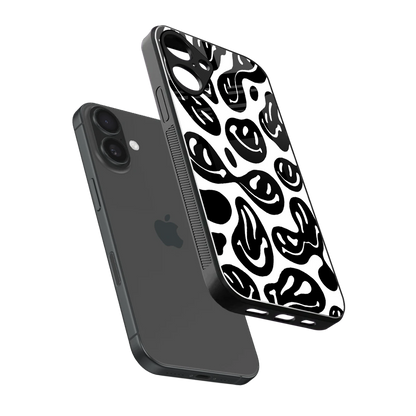 Acid Smiles BW sleek iphone 16 plus cover with tempered glass back and TPU edges