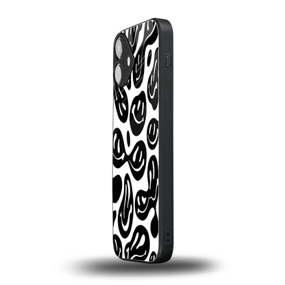 Acid Smiles BW iphone 16 plus mobile cover | shockproof glass phone case
