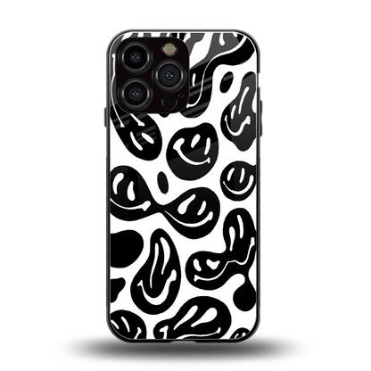 Acid Smiles BW back phone cover | glass case for iphone 16 pro max