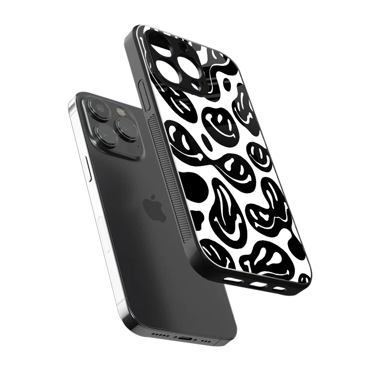 Acid Smiles BW sleek iphone 16 pro max cover with tempered glass back and TPU edges