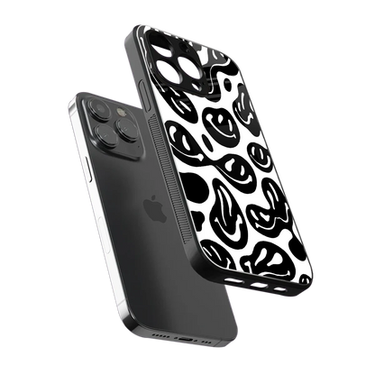 Acid Smiles BW sleek iphone 16 pro max cover with tempered glass back and TPU edges