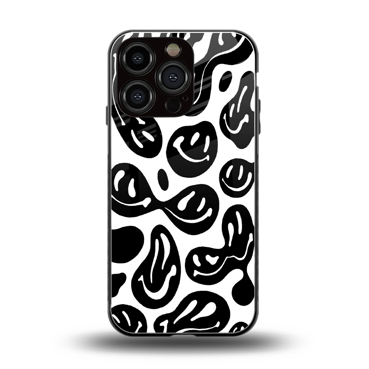 Acid Smiles BW back phone cover | glass case for iphone 16 pro
