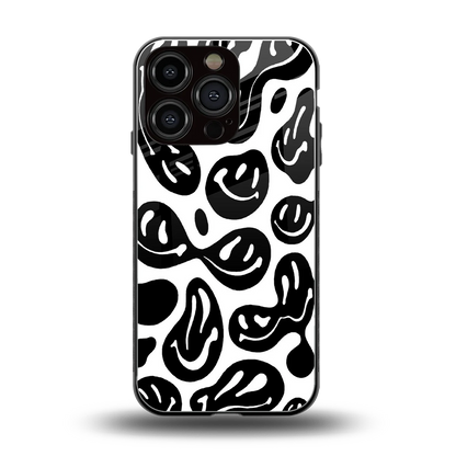 Acid Smiles BW back phone cover | glass case for iphone 16 pro