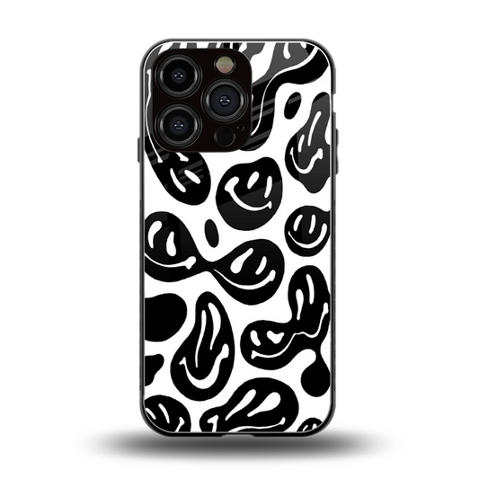 Acid Smiles BW back phone cover | glass case for iphone 16 pro