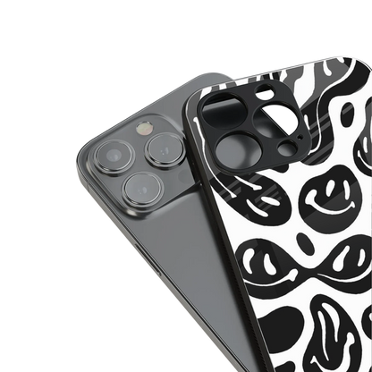Acid Smiles BW Phone Case for Iphone 16 | Glass Case