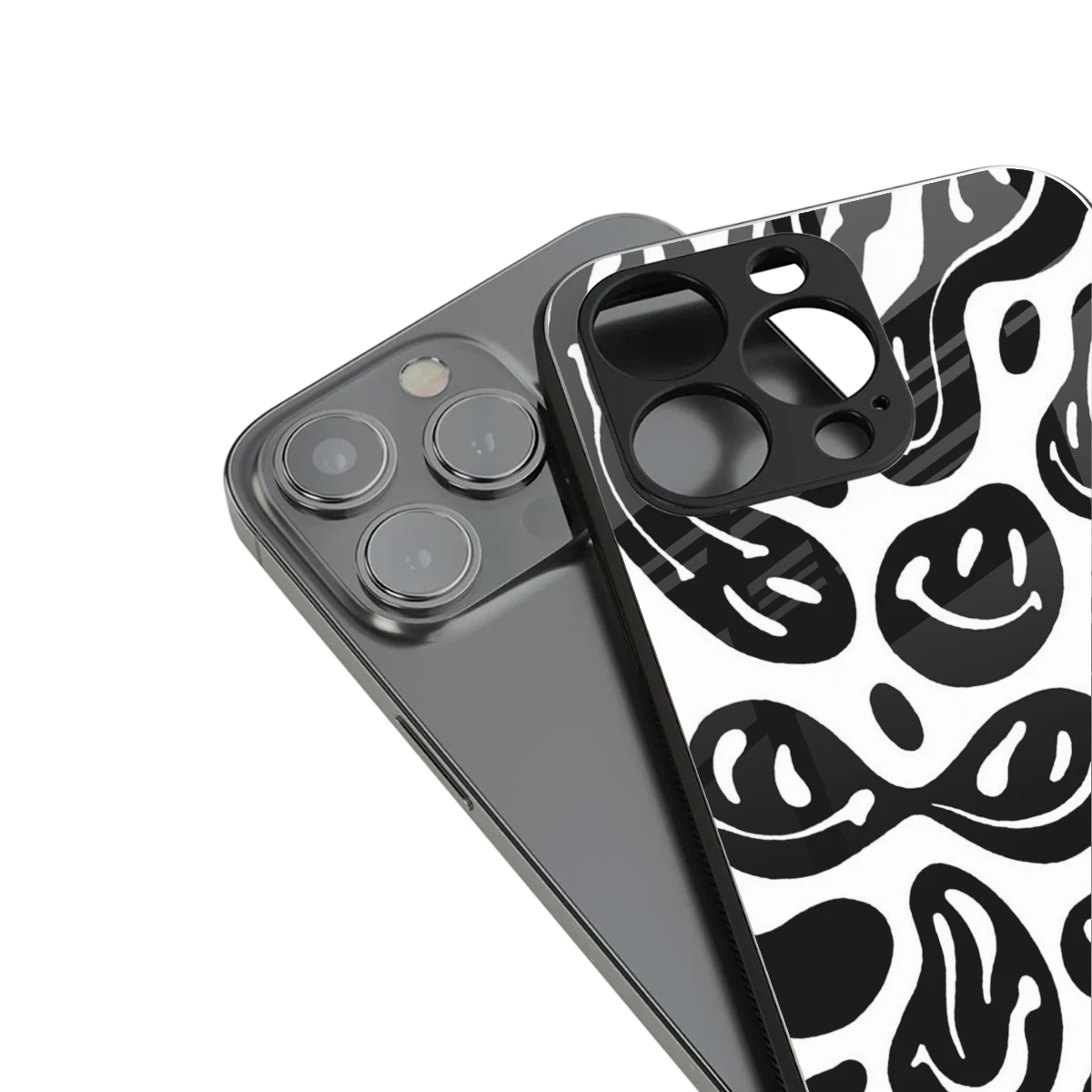 Acid Smiles BW stylish phone case for iphone 14 plus | glossy glass and slim fit