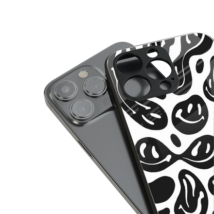 Acid Smiles BW stylish phone case for iphone 14 plus | glossy glass and slim fit